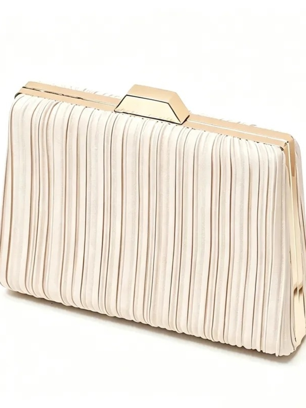 Elegant Women's Pleated Ivory Evening Clutch